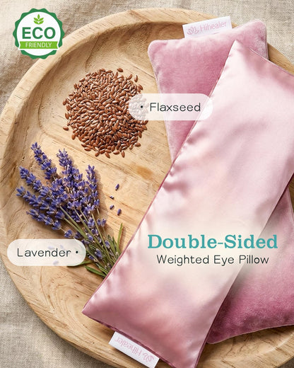 Relaxation Gifts for Women, Weighted Eye Mask for Sleeping, Yoga, Spa, Meditation, Lavender Eye Pillow Heated for Headache, Sinus & Dry Eyes Relief, Moist Heat Mask, Birthday Gifts for Mom (Purplex4)