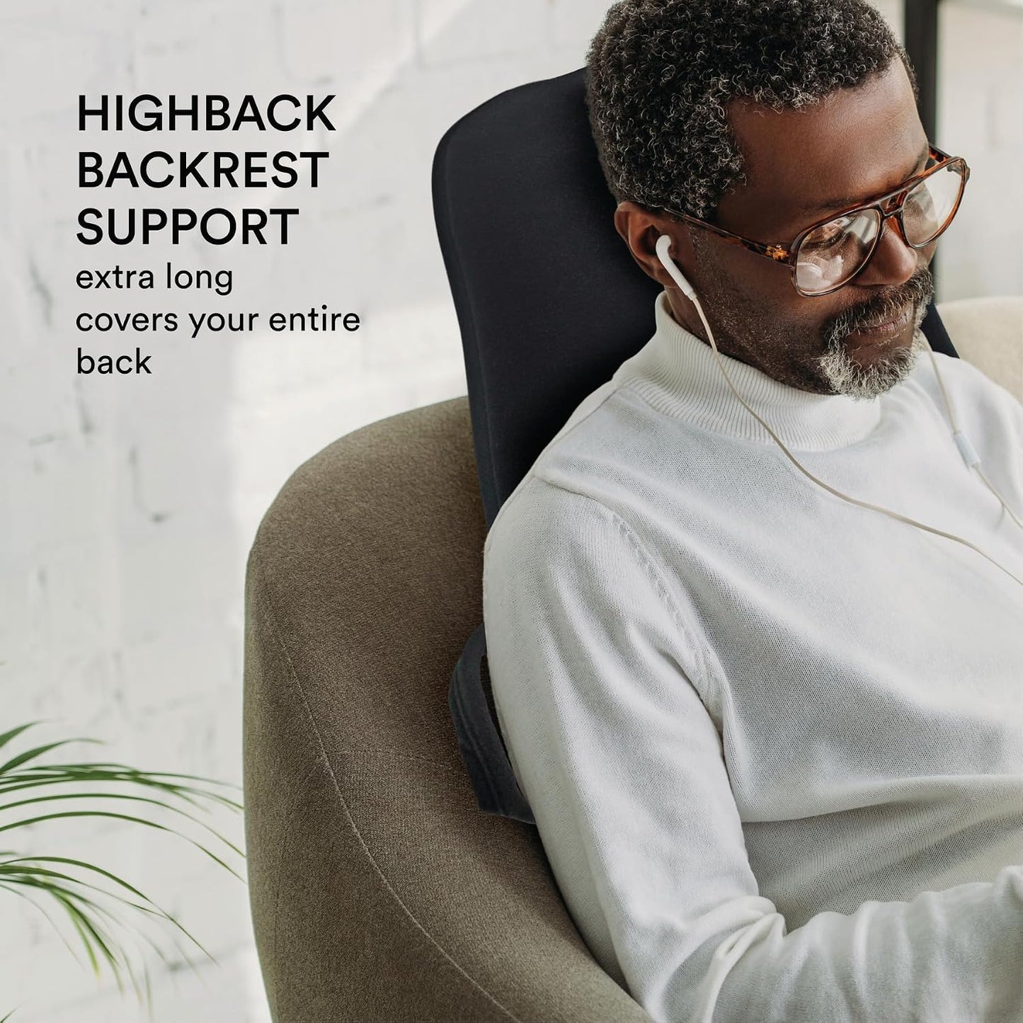 ObusForme Highback Backrest Support - Extra Tall Padded Seat Cushion and Lumbar Support Pillow, Portable Posture Support with Soft and Durable Foam