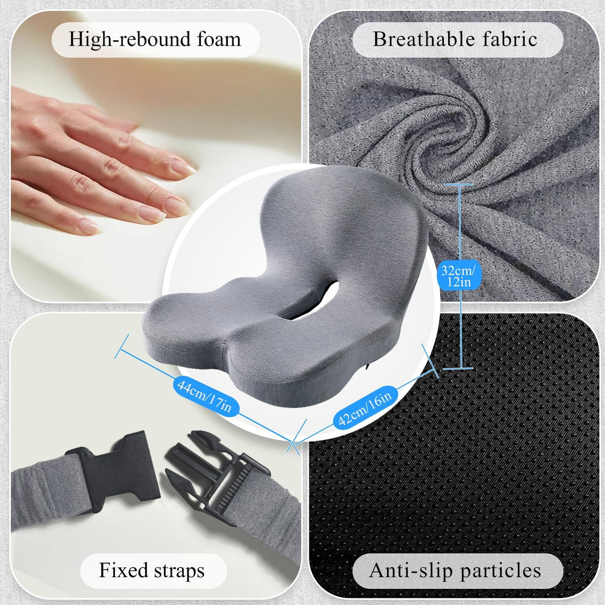 Seat Cushion with Lumbar Support Pillow, Back and Seat Cushion for Office