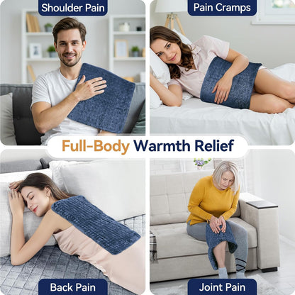 Heating Pad for Back, 17 x 33 in,9 Heat Settings,4 Timer, Gray