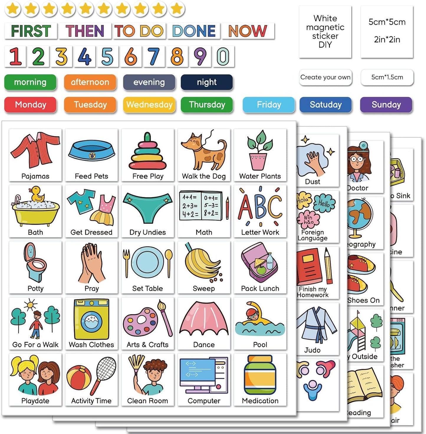 Magnetic Visual Schedule for Kids | Daily Routine & Chore Chart with 100+ Picture Magnets for Toddlers, Autism & ADHD, for Home Use, Morning and Bedtime Routines