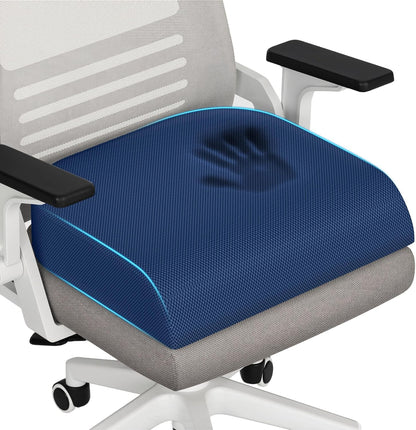 TranquilRelax Memory Foam Seat Cushion for Office Chair, 3-Inch, Black | Medium-firm Support for Long Sitting, Washable Mesh Cover, Non-slip Base, Perfect for Car Seats & Short Drivers