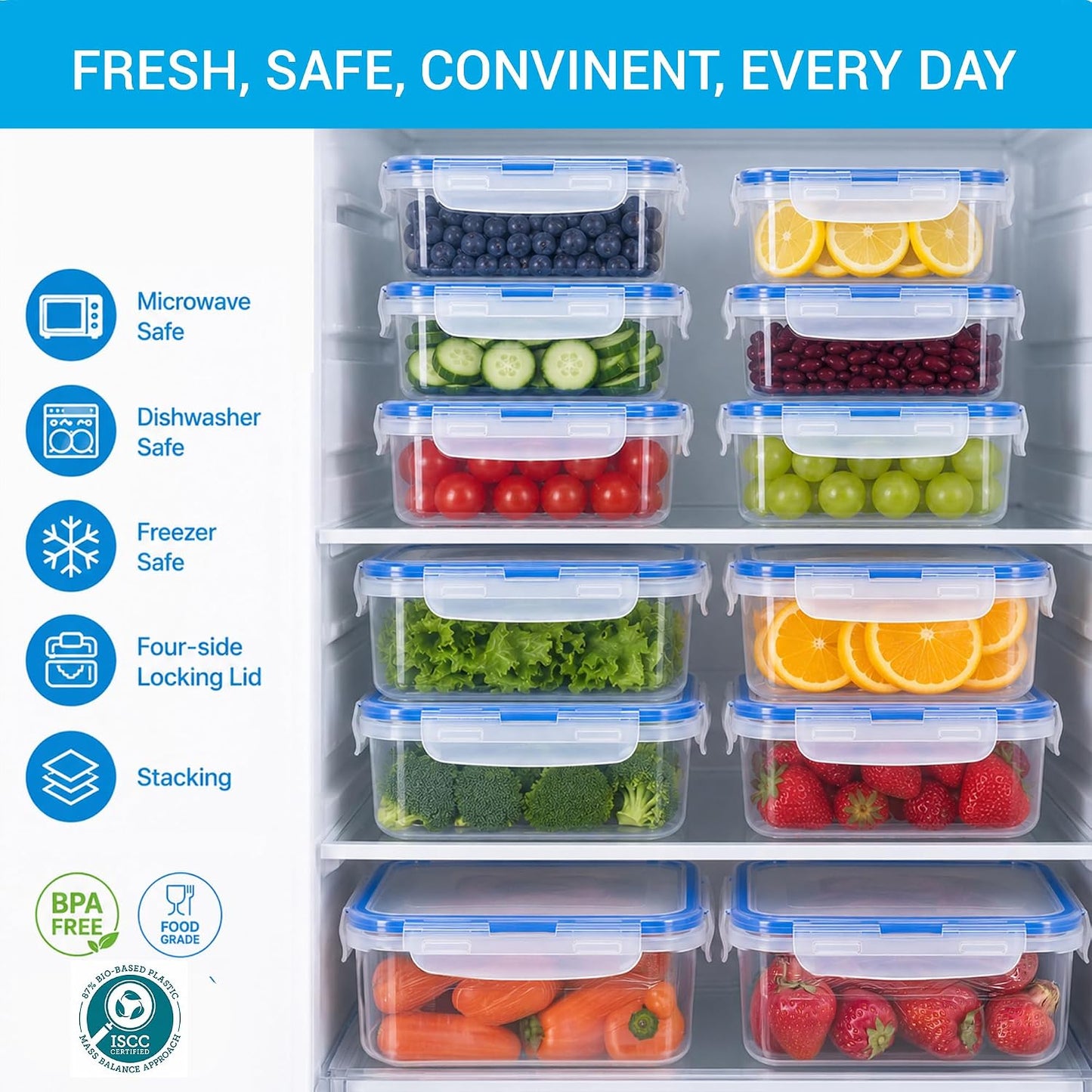 LOCK & LOCK Rectangular Food Container, Tall, 9.6-Cup, 78-Fluid Ounces