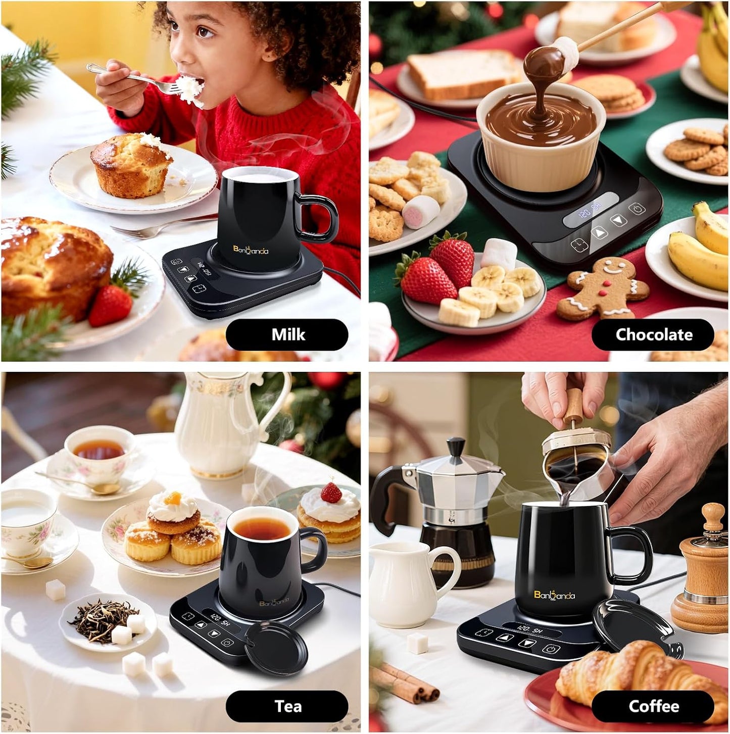 Coffee Mug Warmer Set, 12 Mode Timer & 36W Coffee Cup Warmer for Desk Auto Shut Off, 9 Mode Temperature, Best Gift for Women Men Coffee Lover, 14oz