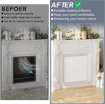 Flamorrow Fireplace Cover, 3-Layer Heat Insulation Fireplace Draft Stopper with Velcor Strips, Indoor Fireplace Draft Blocker Keep Drafts Out & Stop Heat Loss, Covers Up to 39" x 55" Fireplace Frame