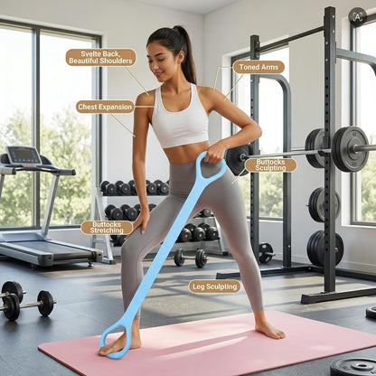 Figure 8 Resistance Band with Handles, Silicone Exercise Elastic Bands for Working Out Home Gym Office Travel, Non-Slip Full Body Arm Back Shoulder Stretch Bands for Yoga Pilates Women