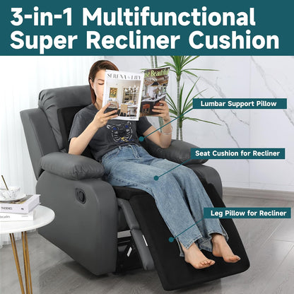 HOMBYS 3-in-1 Recliner Seat Cushion with Lumbar Support Pillow & Footrest, Multi-Functional Adjustable Height 2" to 6" for You to Choose, Non-Slip Foam Chair Cushion for Elderly, Brown