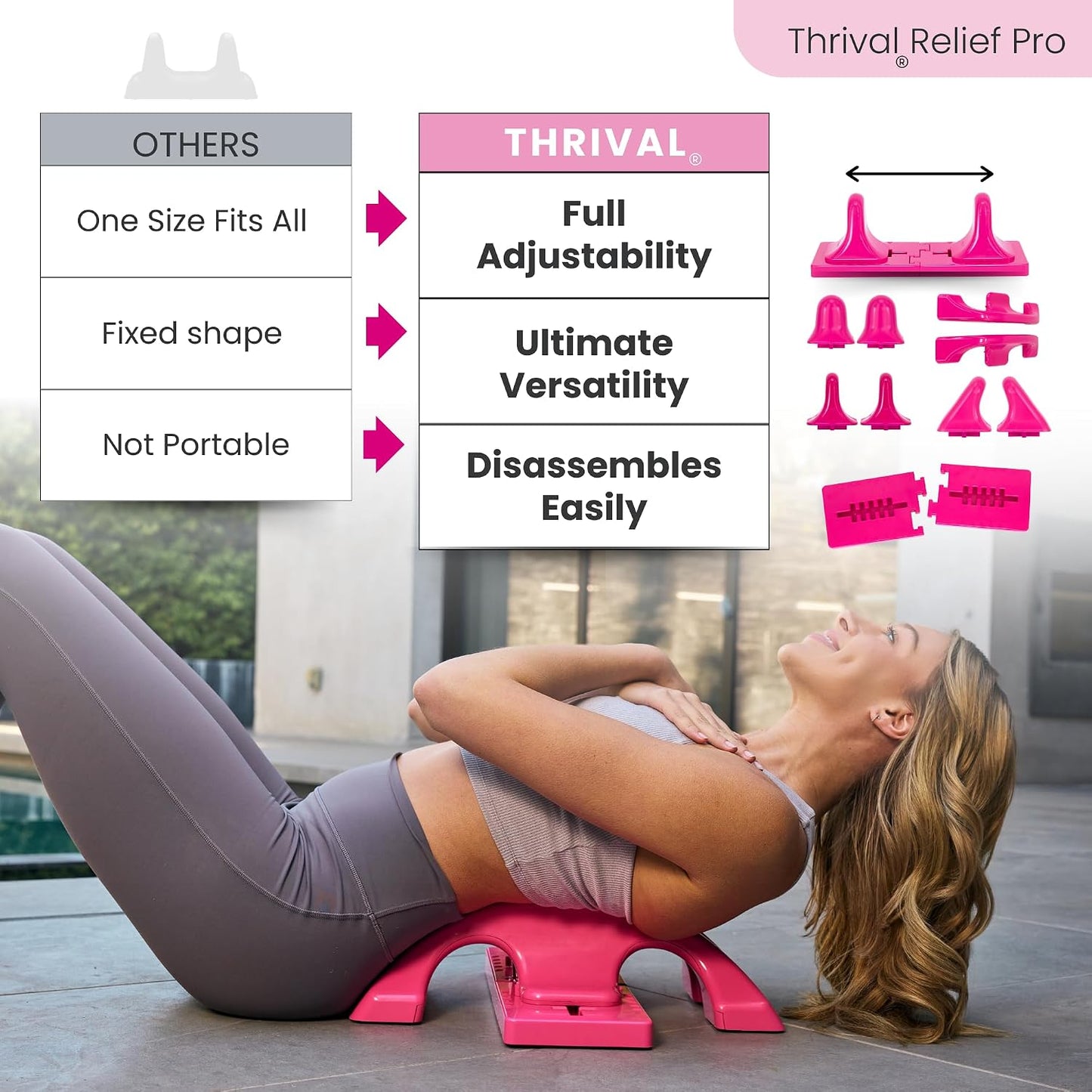 Arch Back Stretcher, Psoas Muscle Release Tool, Carbon Black | Fully Adjustable, Thrival App Compatible, Trigger Point Relief