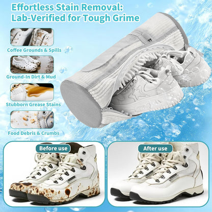 Shoe Washing Machine Bag: 2 pcs laundry Shoe Bag for Washer and Dryer – Dual Mesh Pockets for Insoles & Laces - 360° Deep Clean Bag for Sneakers Tennis Running Shoes(Grey)
