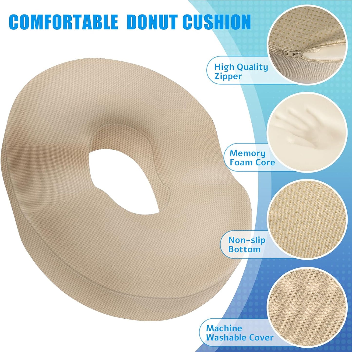 BlissTrends Donut Pillow Seat Cushion, Memory Foam Lifting Cushions(Black) | Donut Chair Cushions for Postpartum Pregnancy & Hemorrhoids,Tailbone Pain Relief Cushion for Office&Home Chairs