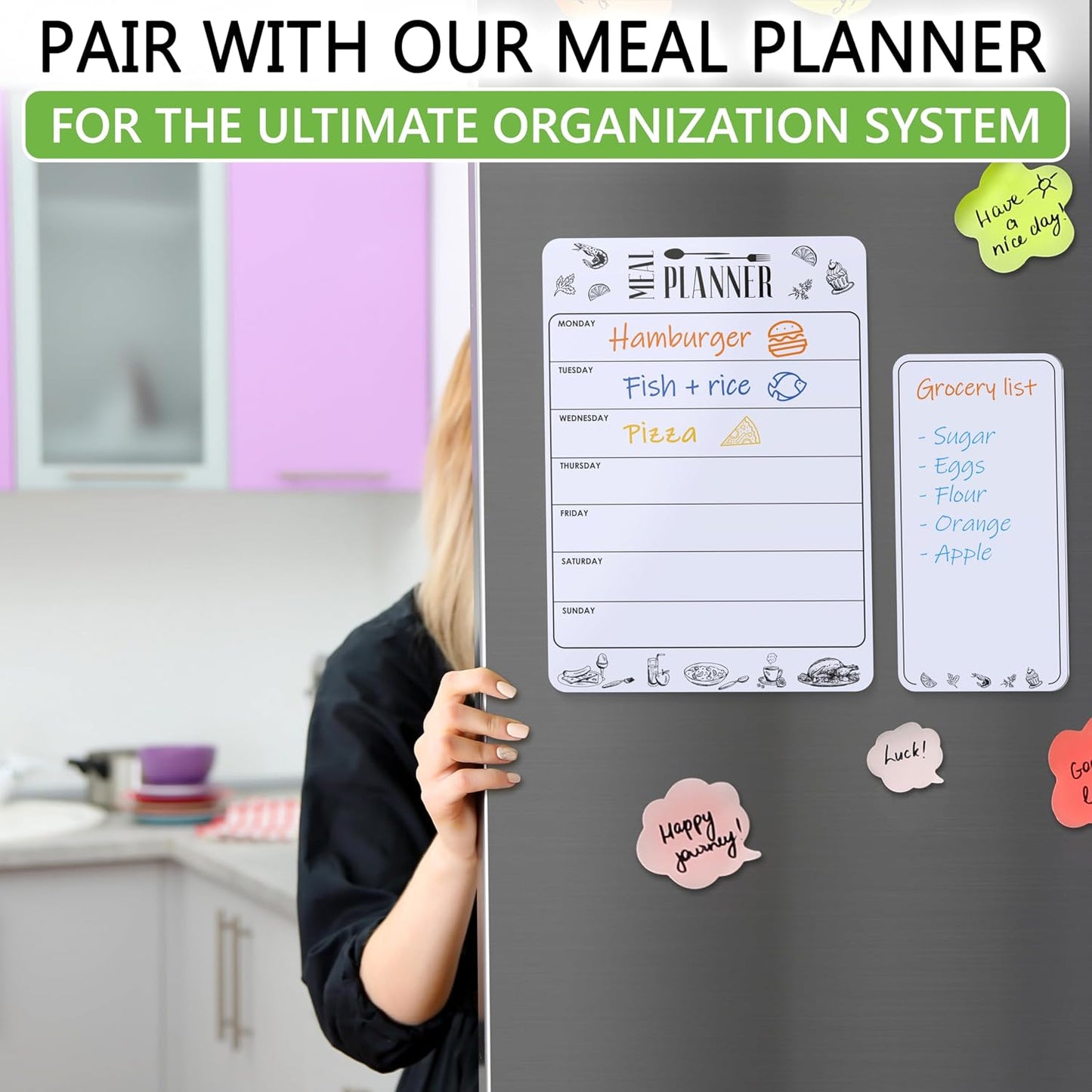 Dry Erase Board for Fridge 4.5 x 8.5 in - Magnetic Chalkboard for Fridge Whiteboard Magnet Black Shopping List - Fridge Magnetic Board Small Refrigerator Grocery List - Fridge Reminder Board