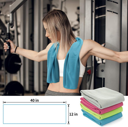 YESLIFE Cooling Towels, 4-Pack 40"x12", Multicolor Set A | Microfiber gym towels, soft breathable neck wrap, cooling towel for yoga running sport camping, Multicolor, 4-pack