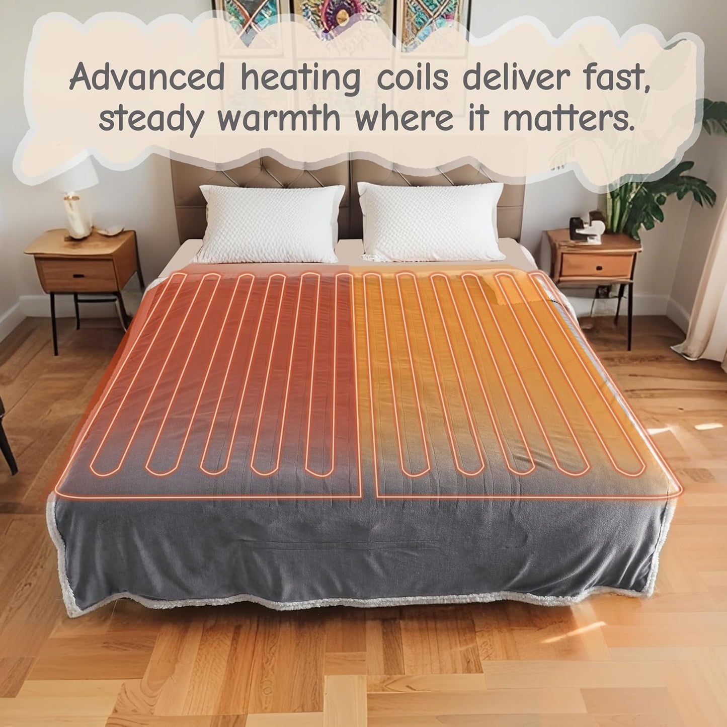 Soypipo Electric Heated Throw Blanket 50"x60", Faux Fur Plush with 4 Heat Settings & 2/4/8/10H Auto Shut-Off, Overheat Protection, Machine Washable, for Office & Chair, Dark Grey