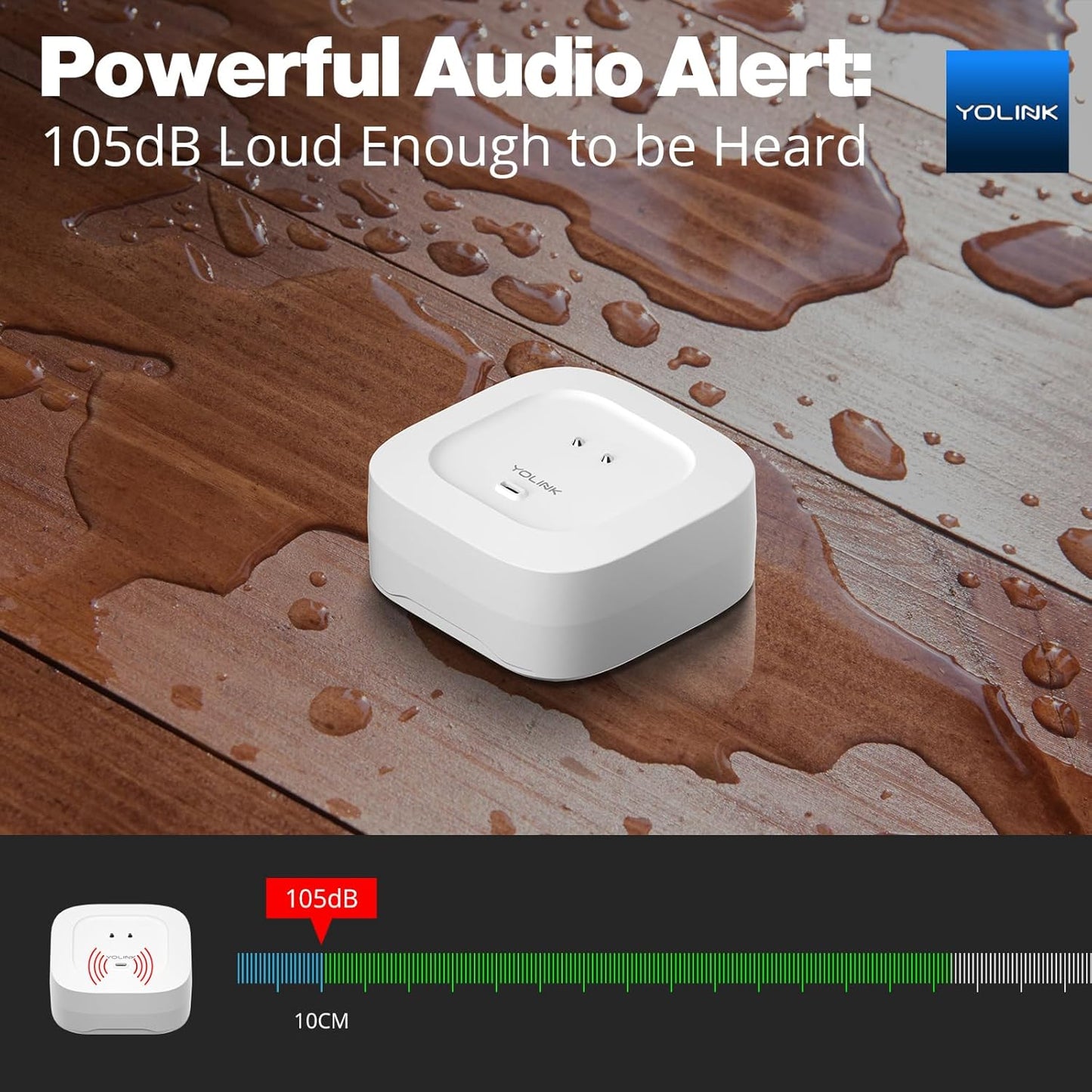 YoLink Smart Home Starter Kit: SpeakerHub & Water Leak Sensor 4 with 105dB Audio Alarm 1-Pack, SMS/Text, Email & Push Notifications, Freeze Warning, LoRa Up to 1/4 Mile Open-Air Range, w/Alexa, IFTTT