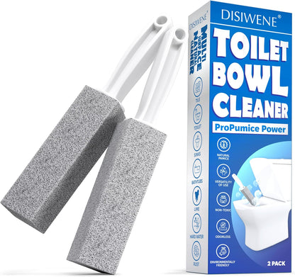 DISIWENE Pumice Cleaning Stone with Handle Toilet Bowl Cleaner Hard Water Ring Remover for Bath/Pool/Kitchen/Household Cleaning (2, 2 Pack with Handle)