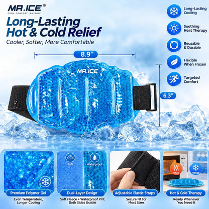 MR.ICE Knee Ice Pack Wrap 2 Packs,Reusable Ice Packs for Knee for Injuries