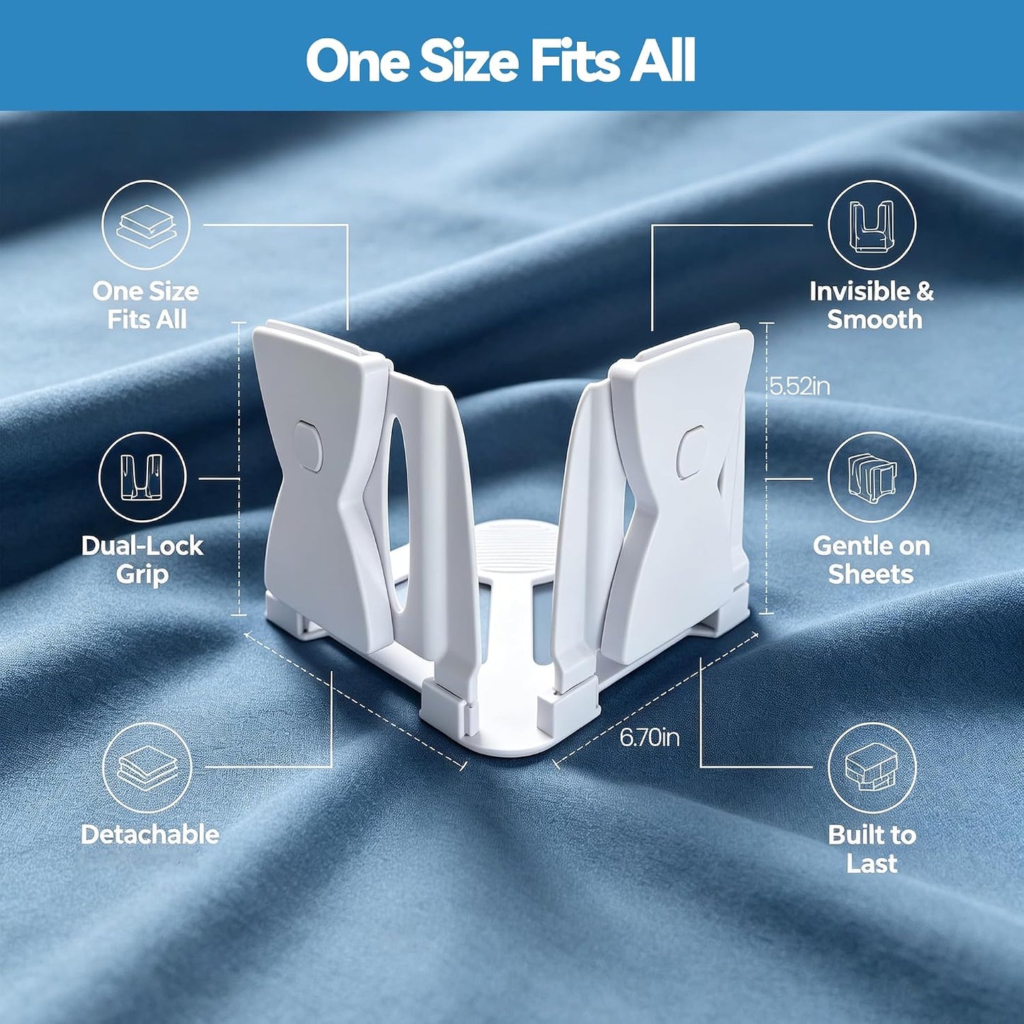 Bed Sheet Holders - Sheet Holder for Corners & Sides, 4Pcs Bed Sheet Holders for Heavy Duty Sheet Clips Fitted Universal Bed, Strong Elastic Sheet Straps & Grippers Lock Keep Sheets Tight