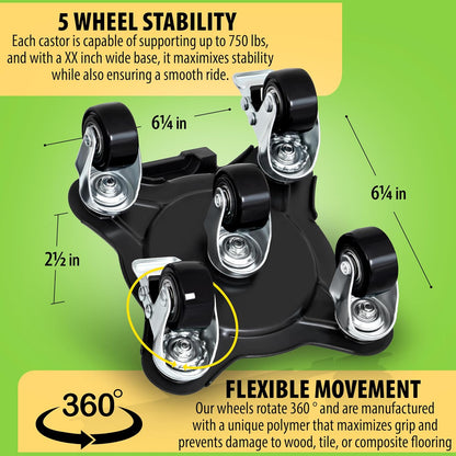 Furniture Movers with Wheels - Set of 4 Heavy Duty Furniture Lifter Tool with 2000 lbs Load Capacity, Easy Sliders Dolly for Moving Appliances, Sofa, Cabinet, and Piano etc (6.3×6.3IN)