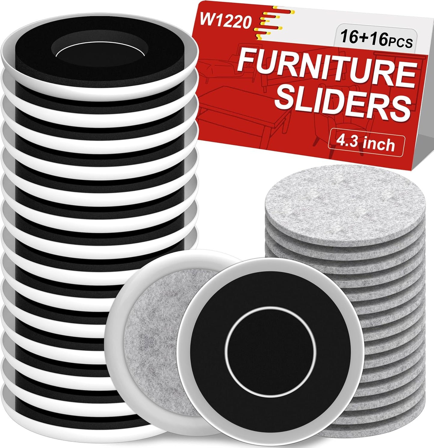 New Upgrade Furniture Sliders: Multi-Surface 3-in-1 Furniture Movers Slider | Heavy Moving Pads with 8PCS 4.3" Carpet Sliders + 4PCS Hard Floor Socks + 1 Lifter - Protect Floor and Easily Move Furniture
