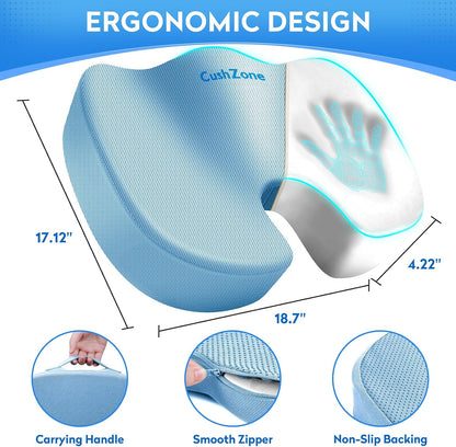 CushZone Seat Cushion Memory Foam Chair Pad for Office & Car, Black