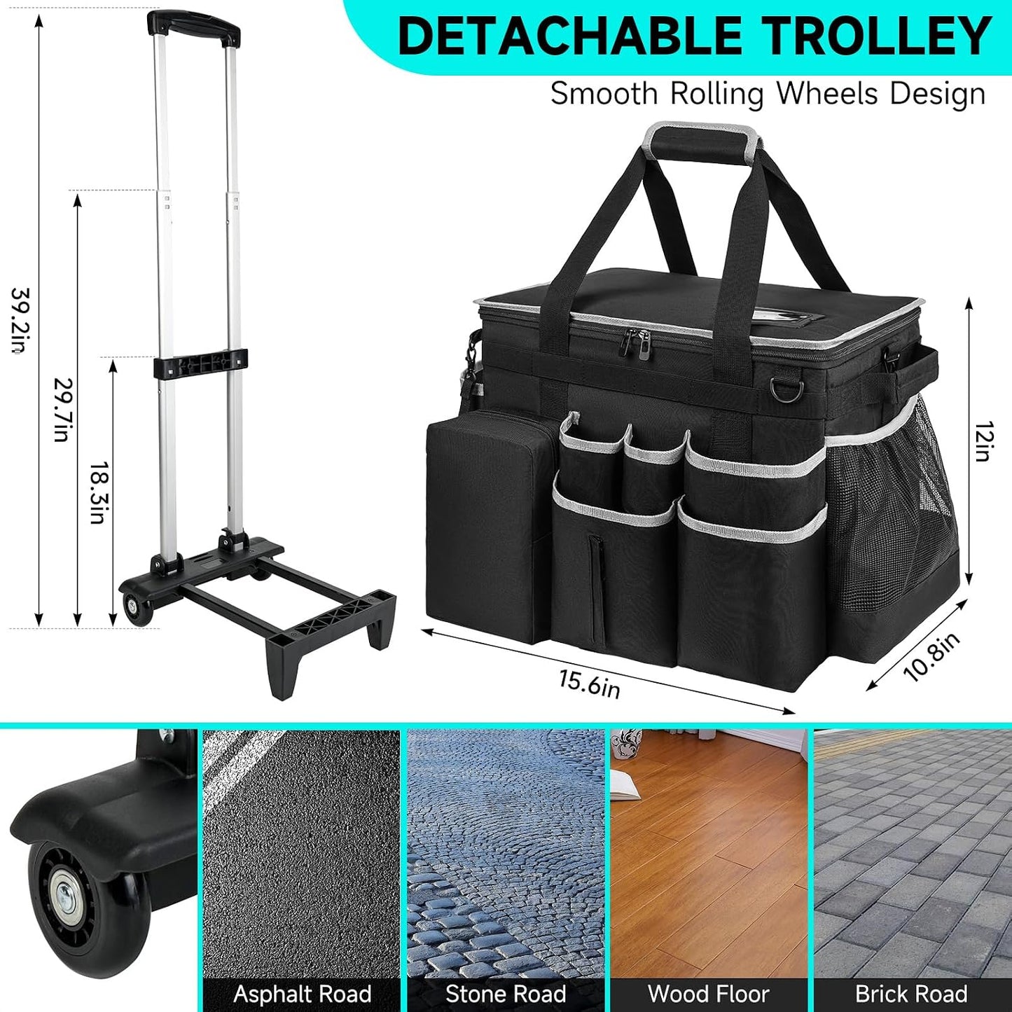 Cleaning Caddy Bag, Extra Large Cleaning Supply Bag for Housekeepers,Black | Sturdy Cleaning Caddy Organizer for Cleaning Supplies with Handle and Adjustable Shouder Strap, Easy to Clean Design