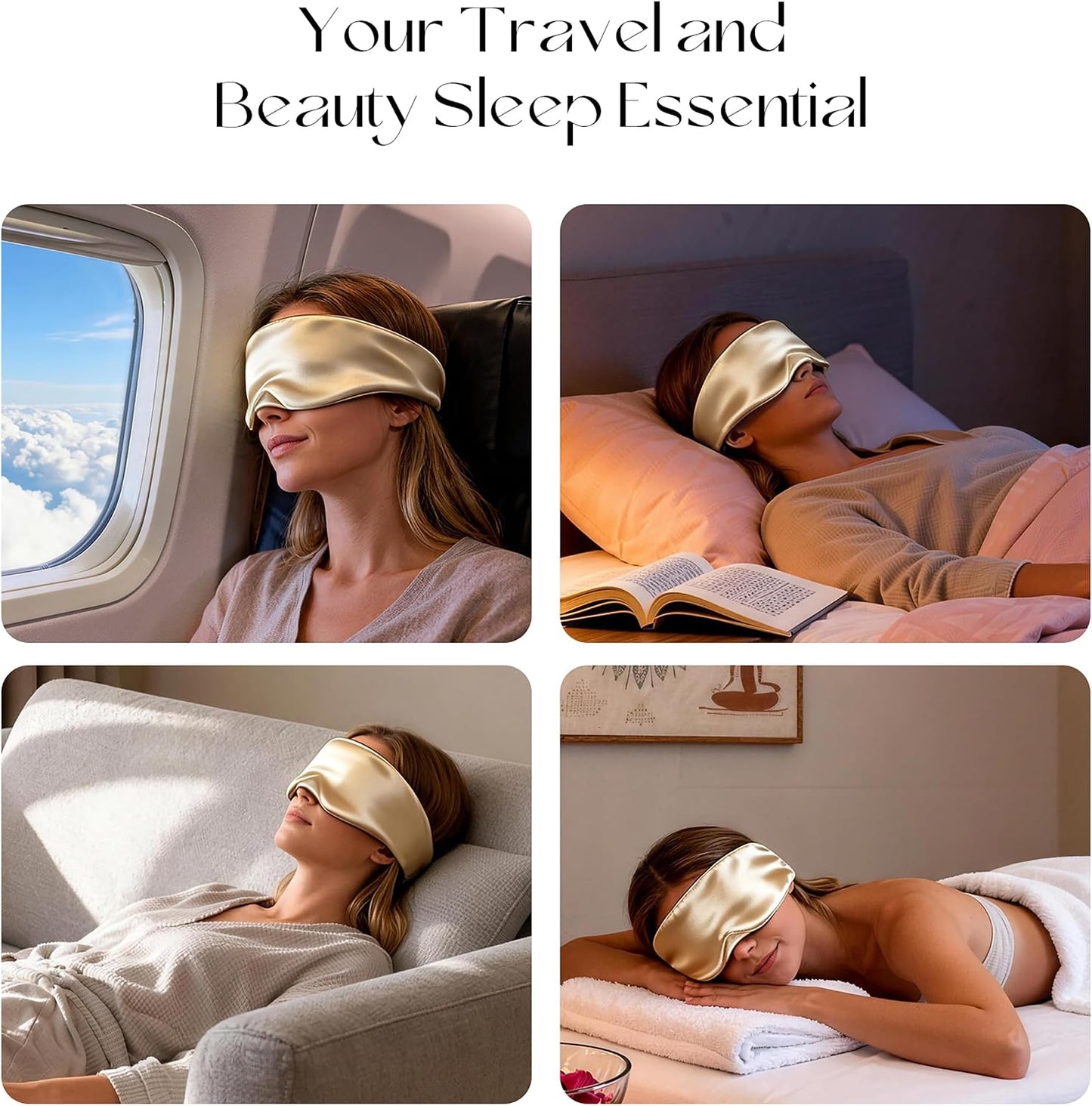 Silk Sleep Mask 22 Momme 100% Mulberry Silk & 3.5cm Silk Hairband Set for Side Sleeper Women Men,Light Blocking Nose Pad, Adjustable Silent Strap,Eye Mask fo Home & Travel Use (Pink)