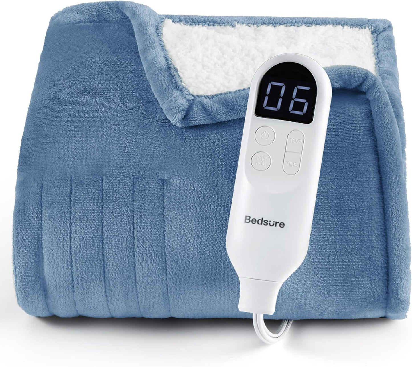Bedsure Heated Blanket Throw Blanket with Preheat Function - Fast Heating Electric Blanket, Soft Flannel Throw with 6 Time Settings(Up to 10H), 6 Heating Settings, Gifts for Grandma (50"x60", Grey)