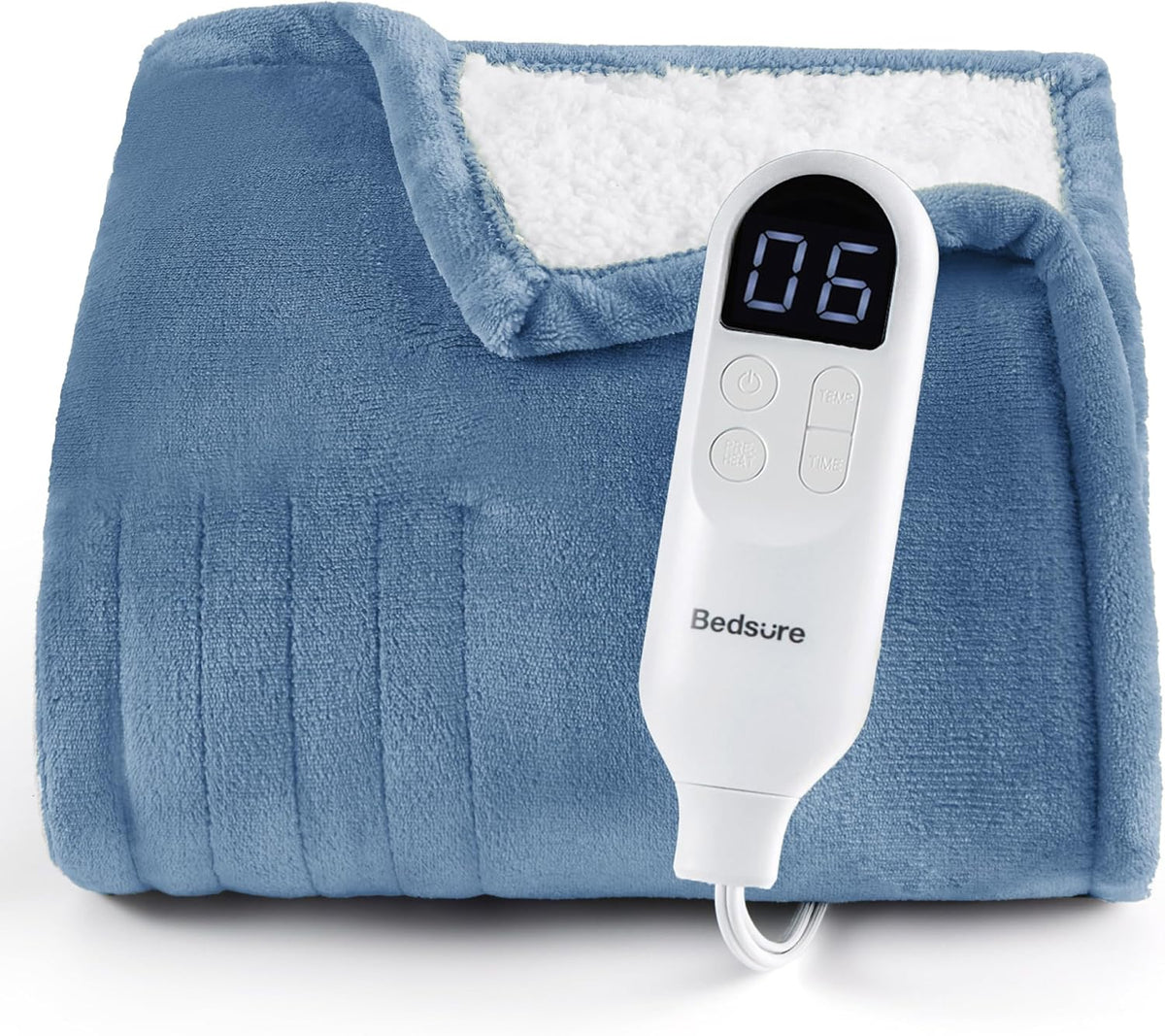 Bedsure Heated Blanket Throw, Soft Electric Blanket with Preheat, Cream
