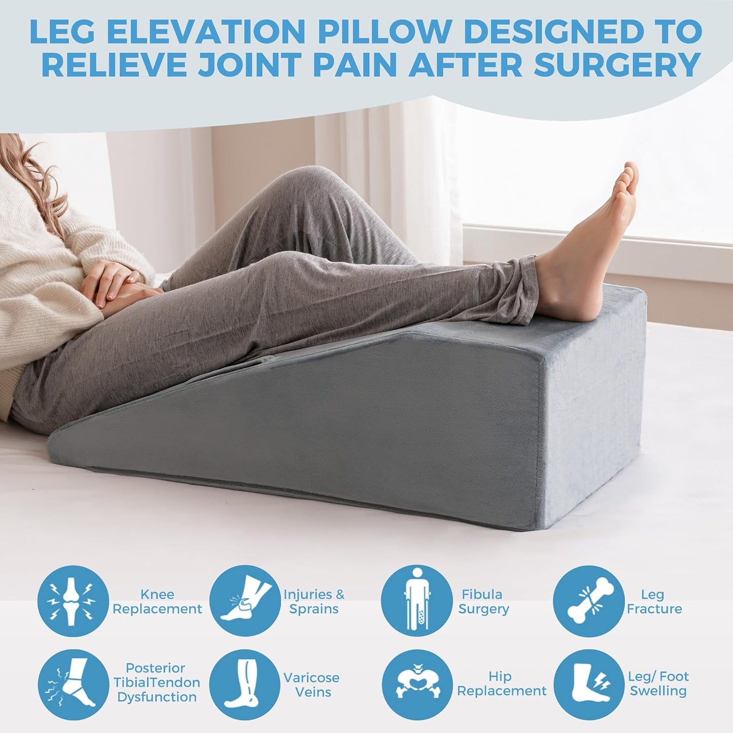 Ganondorf Leg Elevation Pillow, Premium Foam Leg Support Adjustable Wedge Pillow Relieves Joint Pain After Surgery Ergonomic Curve for Leg Support Promote Blood Circulation Single Leg