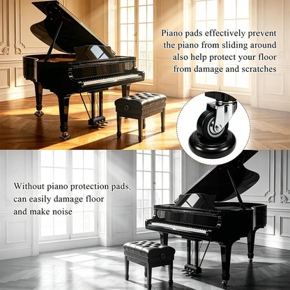 4 Pcs Solid Wood Upright Piano Caster Cups,Furniture Caster Cups,HilerPunk Sofas Beds Chairs Wheel Caster Cups Pads,with Non-Slip & Anti-Noise Felt Pads,for Hardwood Floor Protectors-Natural Wood