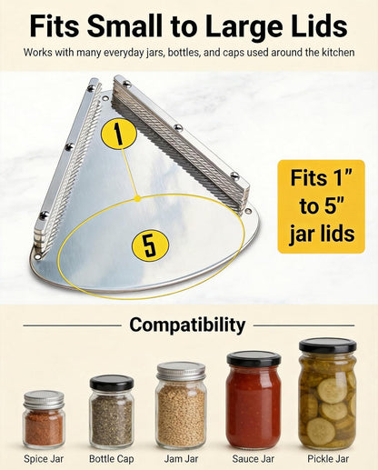 Under Cabinet Jar Opener for Seniors with Weak Hands, All Metal Easy Grip Lid Opener Under Cabinet for Arthritis Hands, Bonus 2 Rubber Jar Openers