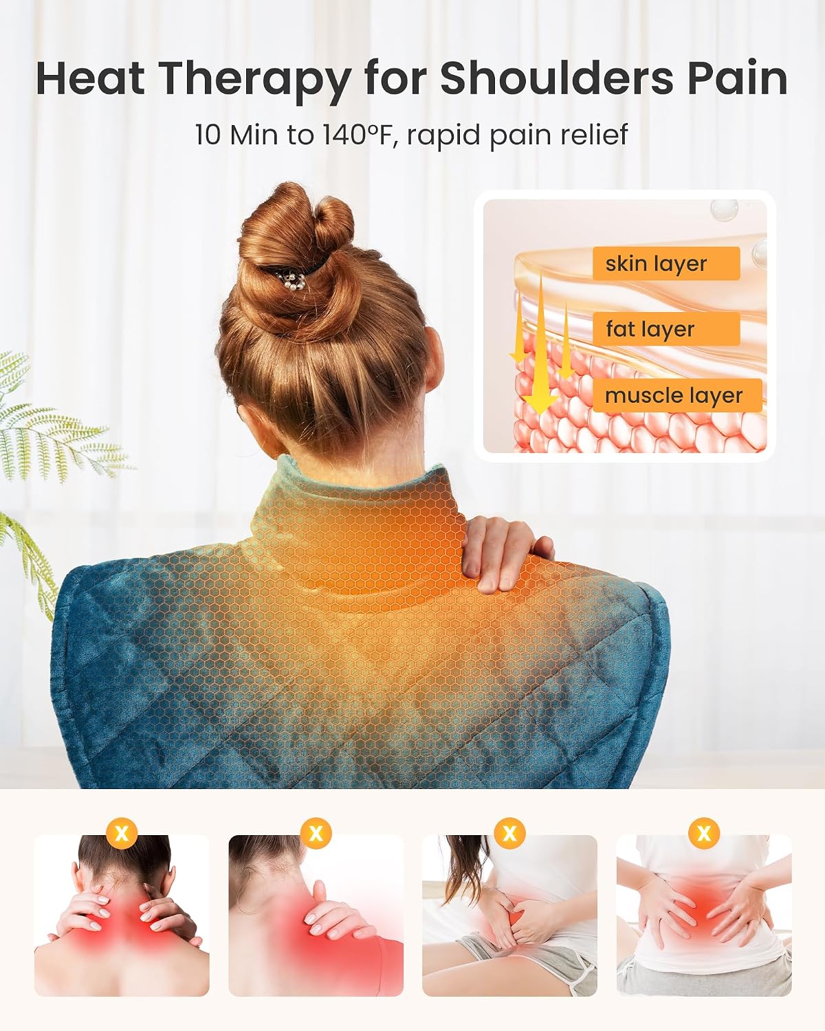 Weighted Heating Pad for Neck and Shoulders and Back, 2.5lb Neck Heating Pad for Back Pain Relief, Shoulder Heating Pad with 5 Heat Settings, 4 Timer Settings, Valentine's Day Gifts for Women Men