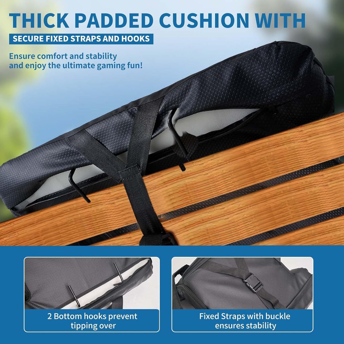 Wide Heated Stadium Seat for Bleachers w/Back Support & Cushion | 5-Position Adjustable Heated Stadium Seat with Armrests, 3 Heat Levels, Anti-Slip, Side Pockets, Backpack Straps (No Battery)