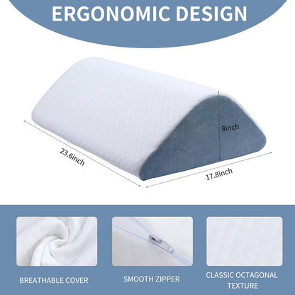 Knee Wedge Pillow, 8" Knee Pillow for Back Sleeping Leg Elevation Leg Pillow, Triangle Pillow for Legs Post Surgery, Knee Support, Hip Back Pain Relief