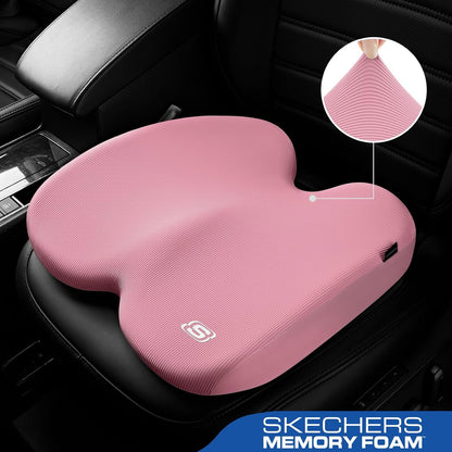 Skechers Seat Cushion, Ergonomic Memory Foam Cushion for Long Sitting Hours on Office & Home Chair, Car Seat Cushion for Sciatica, Coccyx Cushion,Brown