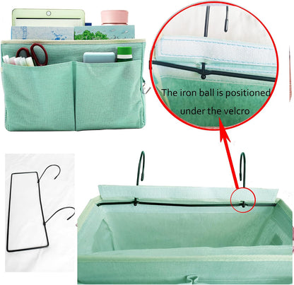 Bedside Caddy Bedside Hanging Storage Basket Multi-Function Organizer Caddy for Bunk and Hospital Beds Dorm Rooms Bed Rails, Can be Placed Glasses Books Mobile Phones（Navy Blue）