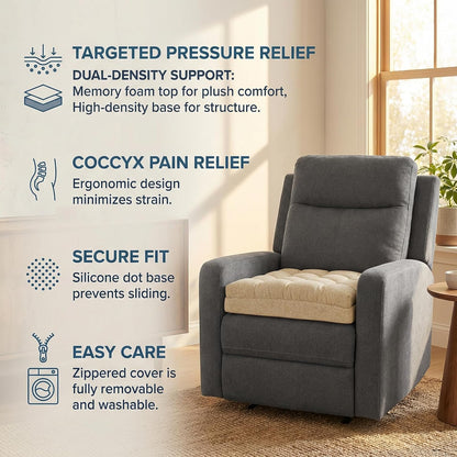 baibu Memory Foam Recliner Cushions for Elderly, 20 x 20 x 5 Inch,Dark Grey