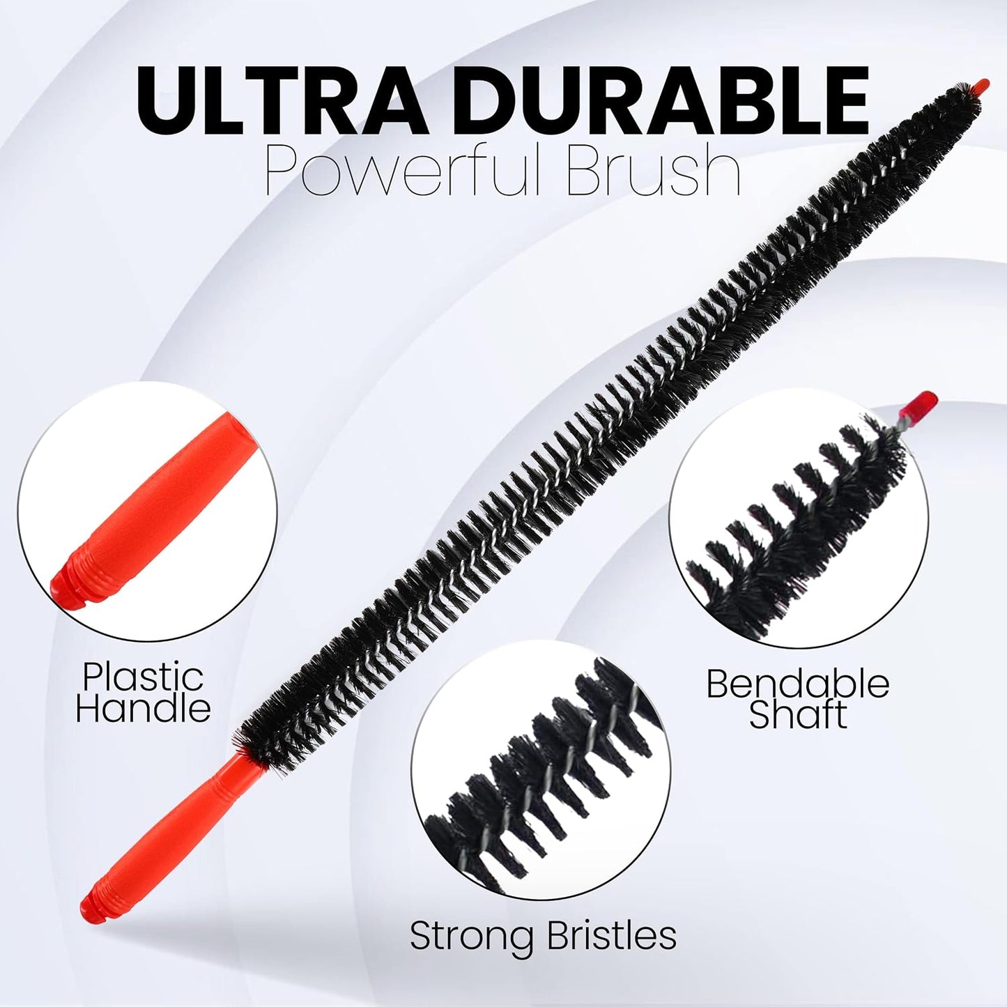 Dryer Vent Cleaner Lint Brush, Long Flexible Refrigerator Coil Cleaning Brush, 26 Inch,Black,Large (Pack of 1),1295