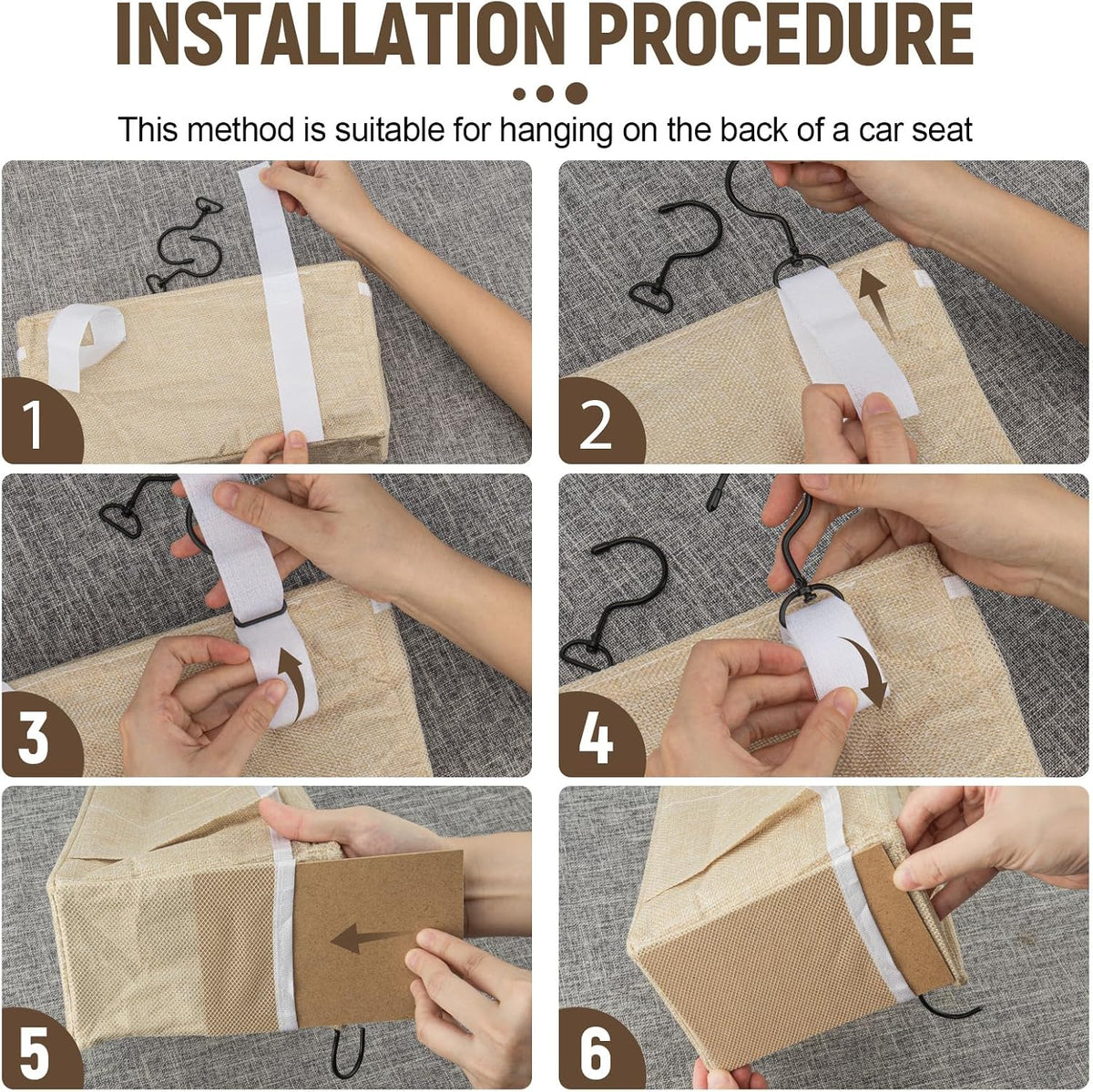 Bedside Caddy, bedside organizer, Hanging Organizers (Beige)
