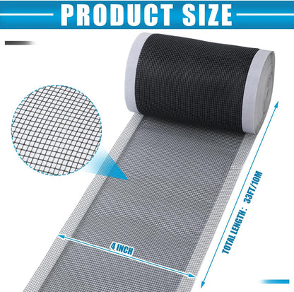 1 Pack Linear Shower Drain Hair Catcher Mesh Stickers Cutable | 4x33ft Disposable Adhesive Mesh Cover for Bathroom Kitchen Bathtub Floor Drains, DIY Install, Includes 2 Removal Tools