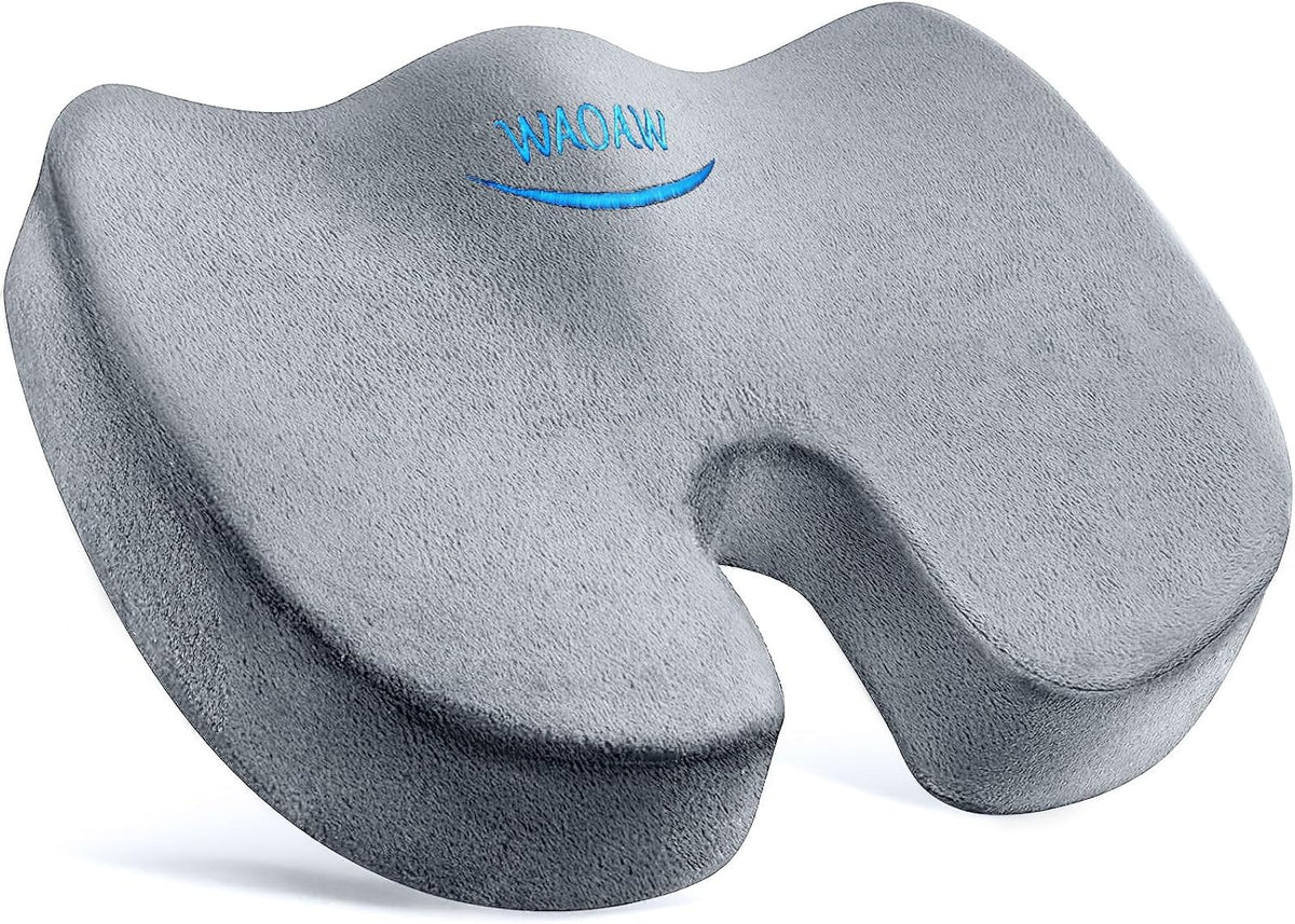 WAOAW Seat Cushion, Office Chair Cushions Butt Pillow for Car Long Sitting, Memory Foam Chair Pad for Back, Coccyx, Tailbone Pain Relief, Stocking Stuffers Gifts for Men Women (Black)