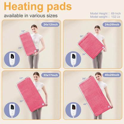 Heating Pad,Heated Blanket,Heating Pad for Back Neck,Grey,24x12 Inch | Electric Heating Pad,Dry/Moist Heat Heating Pads,Heating Pads for Shoulder,Abdomen,Heat Pad for Women Men,Birthday Gift