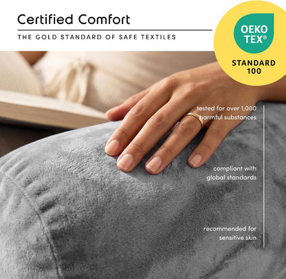 Nestl Reading Pillow with Shredded Memory Foam, Designed for Sitting Up in Bed and Couch, Back and Arms Adjustable Support for Adult & Teens Backrest Pillows for Reading, with Washable Cover Dark Grey