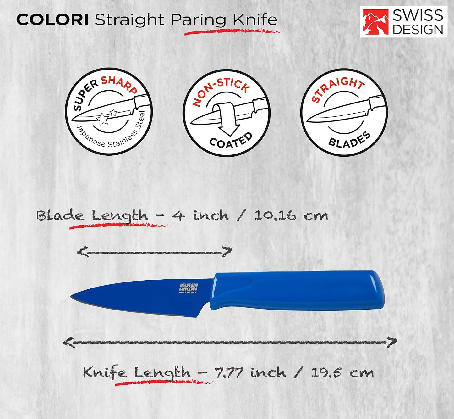 Kuhn Rikon Colori® Paring Knife – 4 Inch Japanese Stainless Steel, Nonstick Blade, Ergonomic Handle & Sheath, Yellow
