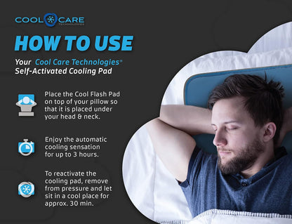 Cool Care Technologies Cooling Pad for Bed - Pressure Activated Gel Provides Instant Relief - Ideal for Fevers, Hot Flashes, Night Sweats