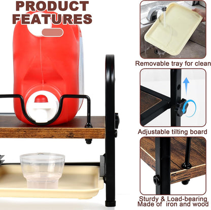 Laundry Detergent Holder & Laundry Detergent Soap Dispenser - Liquid Laundry Detergent Organizer with Drip Tray & Adjustable Tilting Board, for Laundry Room Organization and Storage