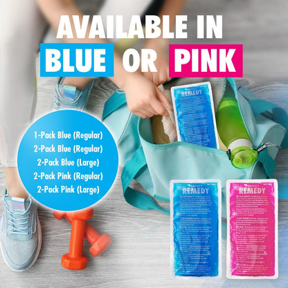 Perfect Remedy Gel Ice Packs for Injuries with Strap Cover, Flexible Hot Cold Compress, Soothing Soft Ice Packs for aid in Injuries Conditions, Alternative to Hot Water Bottles (Blue, Regular)