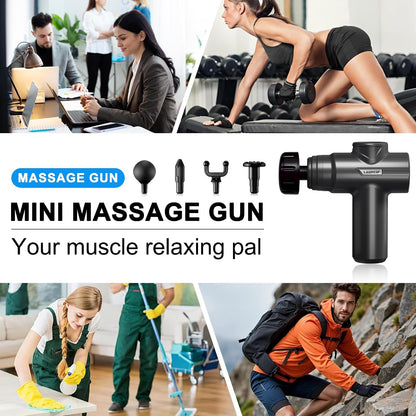 Massage Gun Deep Tissue, Silent Motor and Portable Massage Gun with 4 Interchangeable Heads for Deep Muscle Relief and Relaxation, Relax Gift