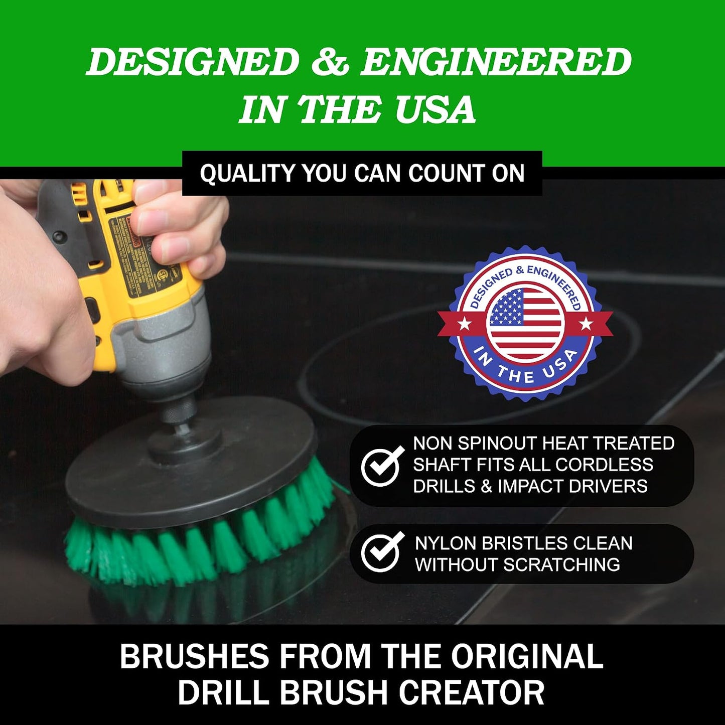 Cordless Power Spin Scrubber Drill Attachment - Electric Dish Scrubber Spin | Medium Drill Brush Attachments for Cleaning Tile, Grout, Dishes, Pots, Pans, Air Fryers, Fish Tanks, Boat Seats & Boat Hulls