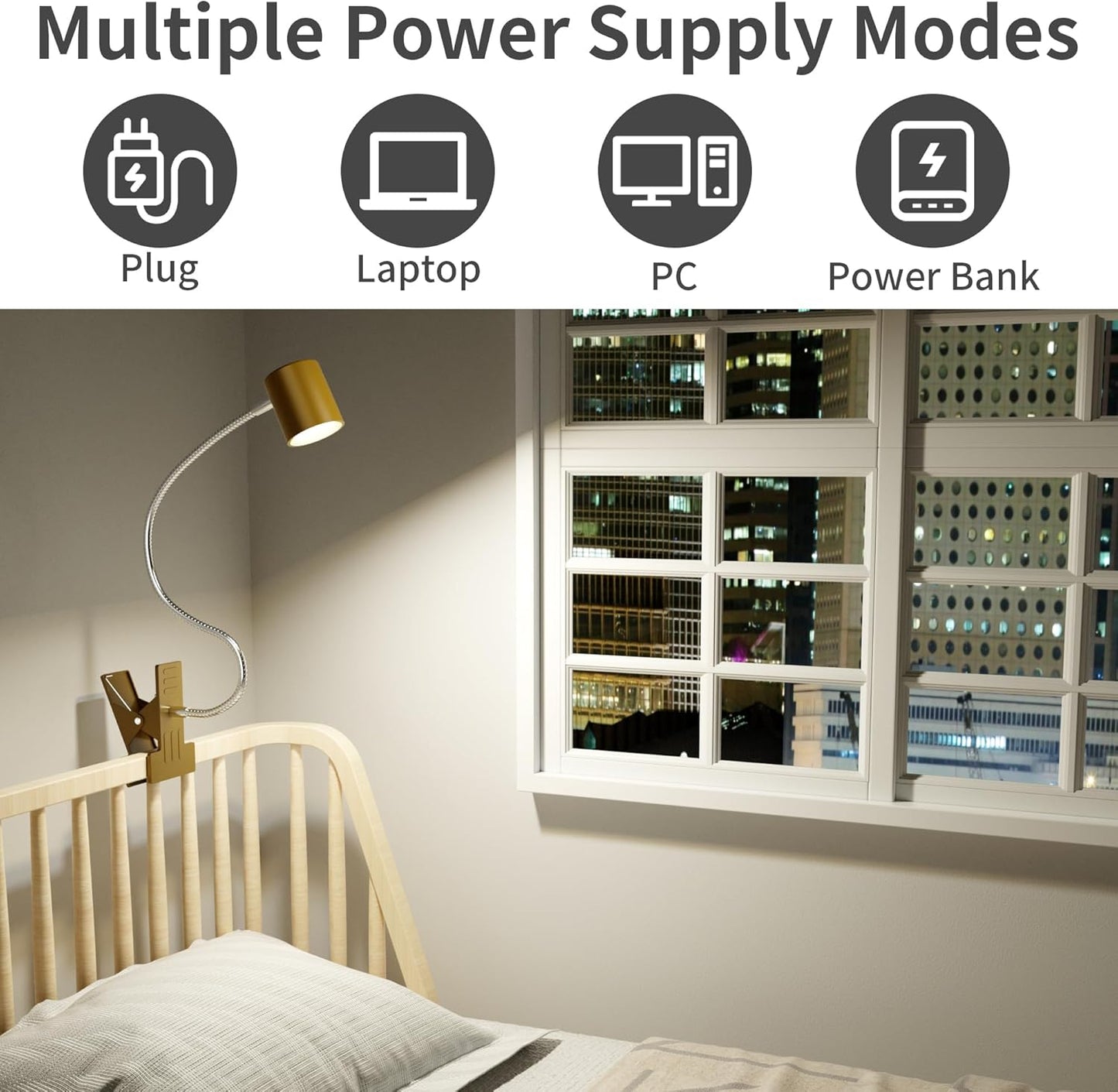 Desk Lamp USB Clip On Light,Book Lights for Reading at Night Clamp Light | 3 Color Modes,10 Brightness Clamp Light,360° Gooseneck LED Reading Light for Books in Bed,Eye-Care for Home Office,Headboards